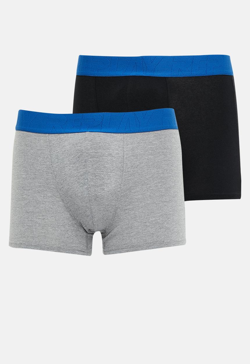 Replay - Replay Boxer Style 5 T/C Cuff Logo Neon Script 2Pcs Box - Grey /Black/Blue