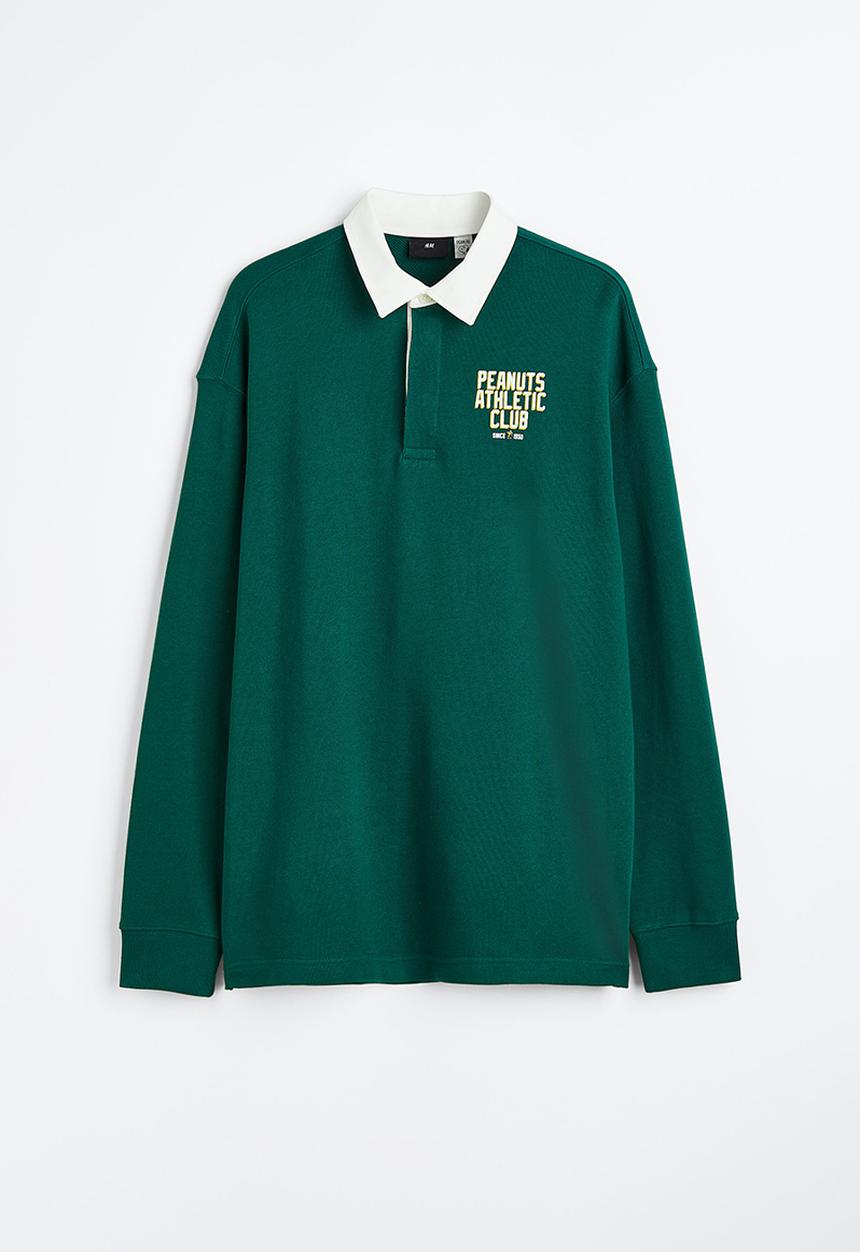H&M - Relaxed fit printed polo shirt -  dark green
