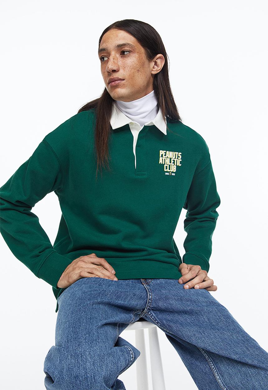 H&M - Relaxed fit printed polo shirt -  dark green