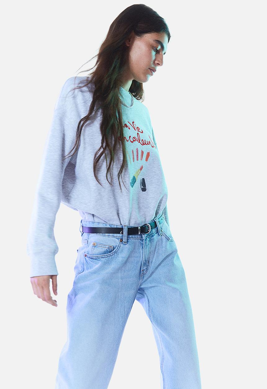 H&M - Sweatshirt - light grey marl/lipstick