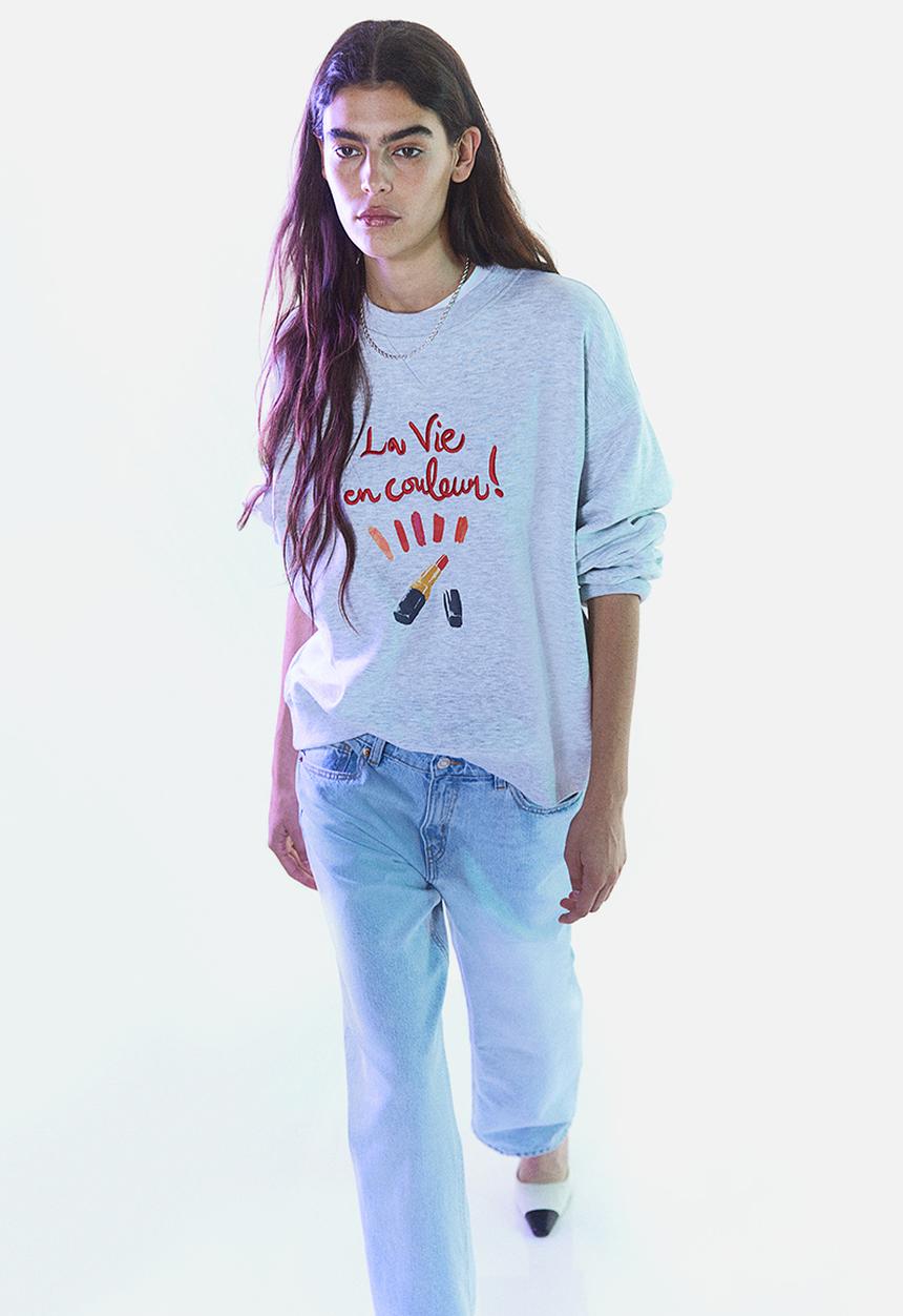 H&M - Sweatshirt - light grey marl/lipstick