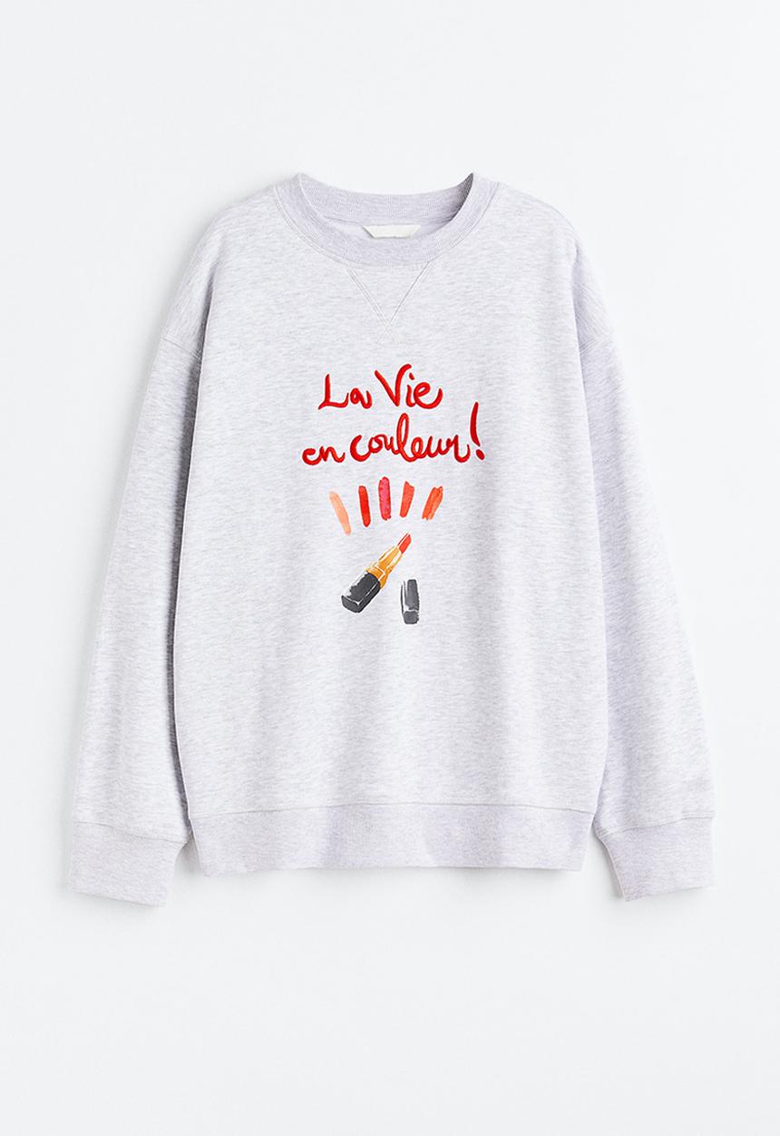 H&M - Sweatshirt - light grey marl/lipstick