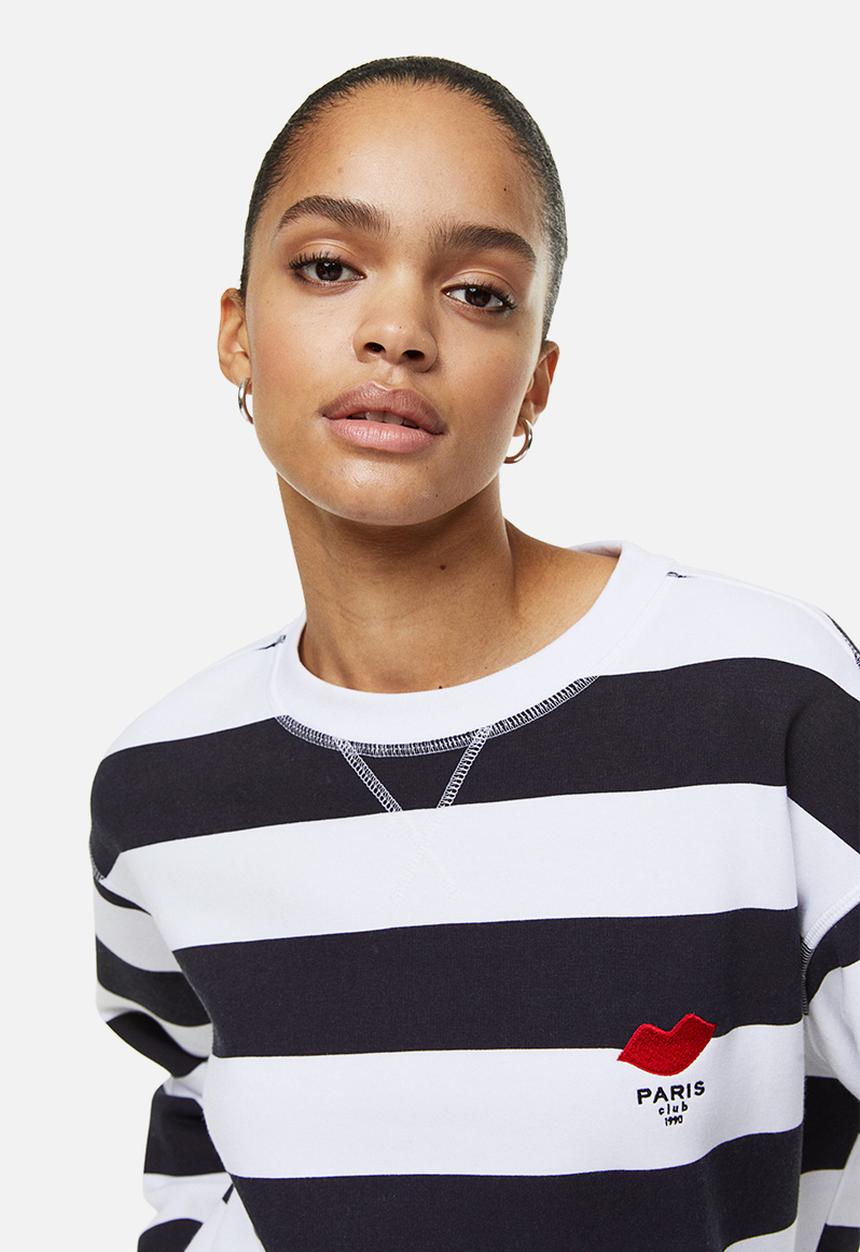 H&M - Sweatshirt - white/striped