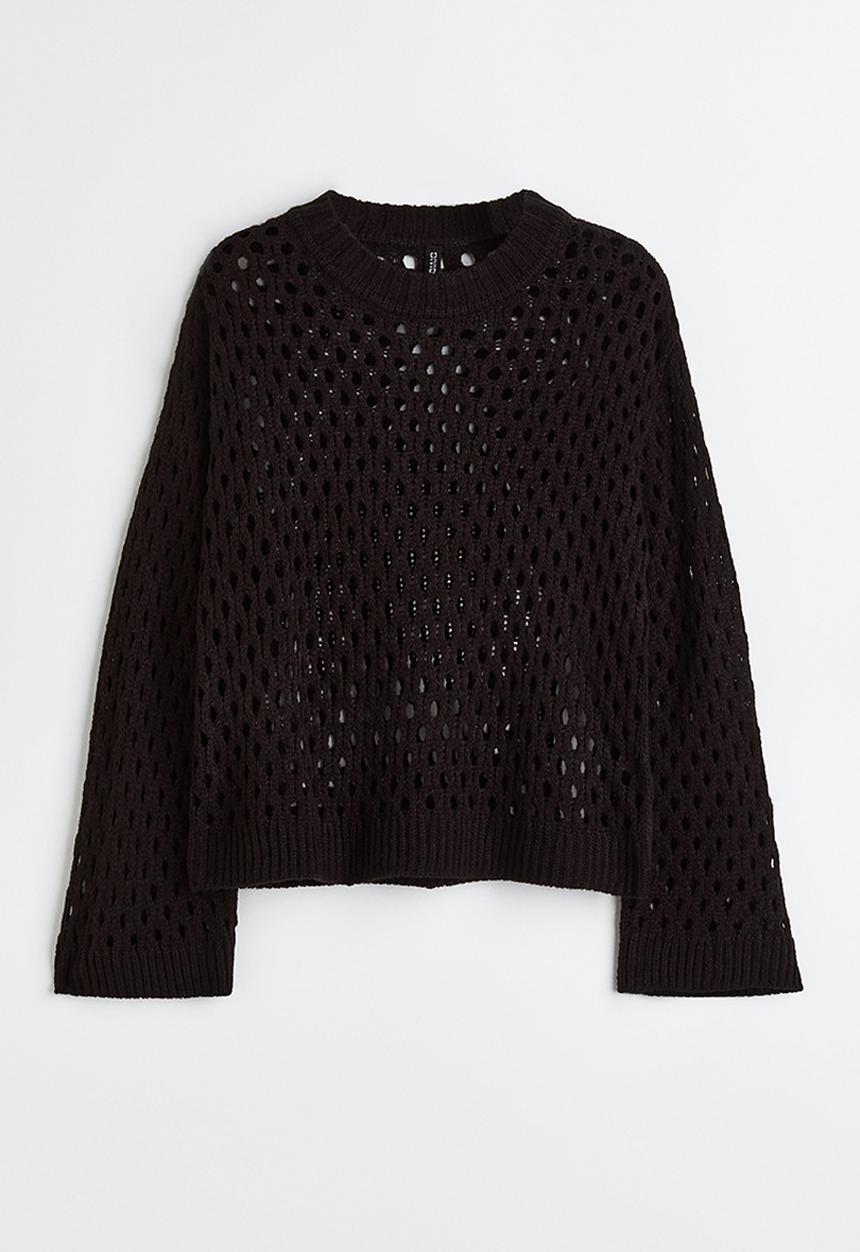 H&M - Hole-knit jumper - black 