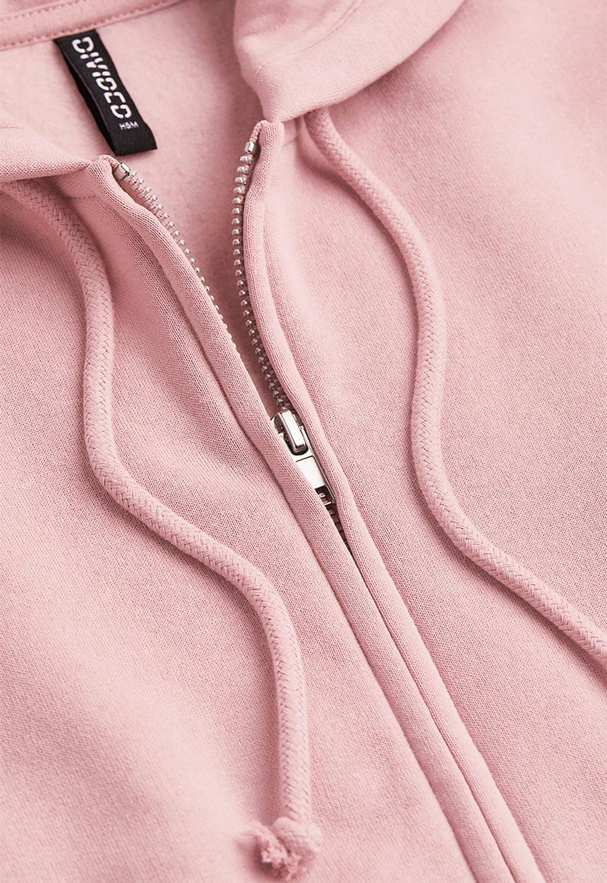 H&M - Short zip-through hoodie - light pink 