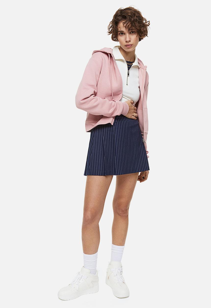 H&M - Short zip-through hoodie - light pink 