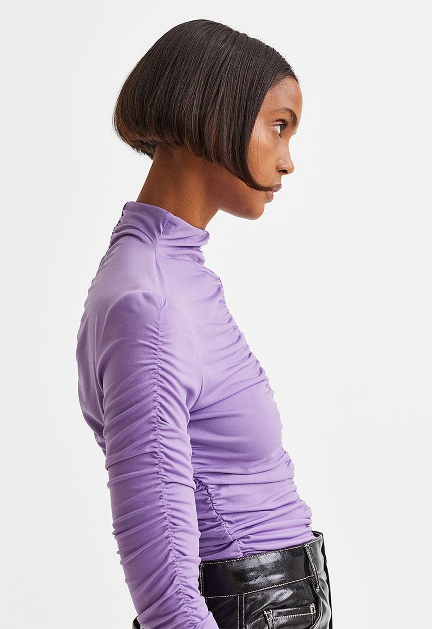 H&M - Gathered top with a turtleneck - purple