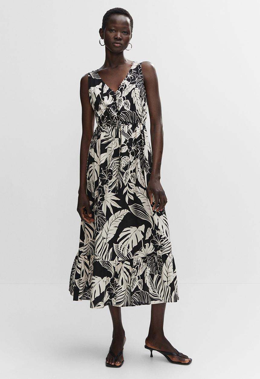 MANGO - Dress apricot - black