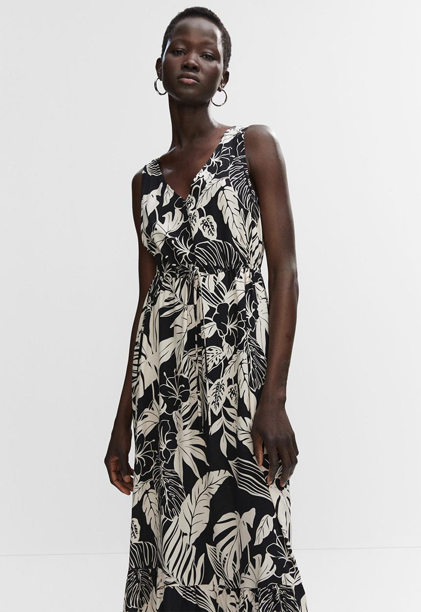 MANGO - Dress apricot - black