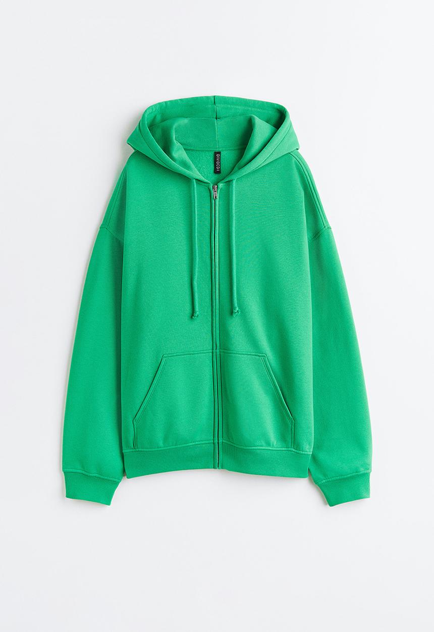 H&M - Oversized zip-through hoodie - green