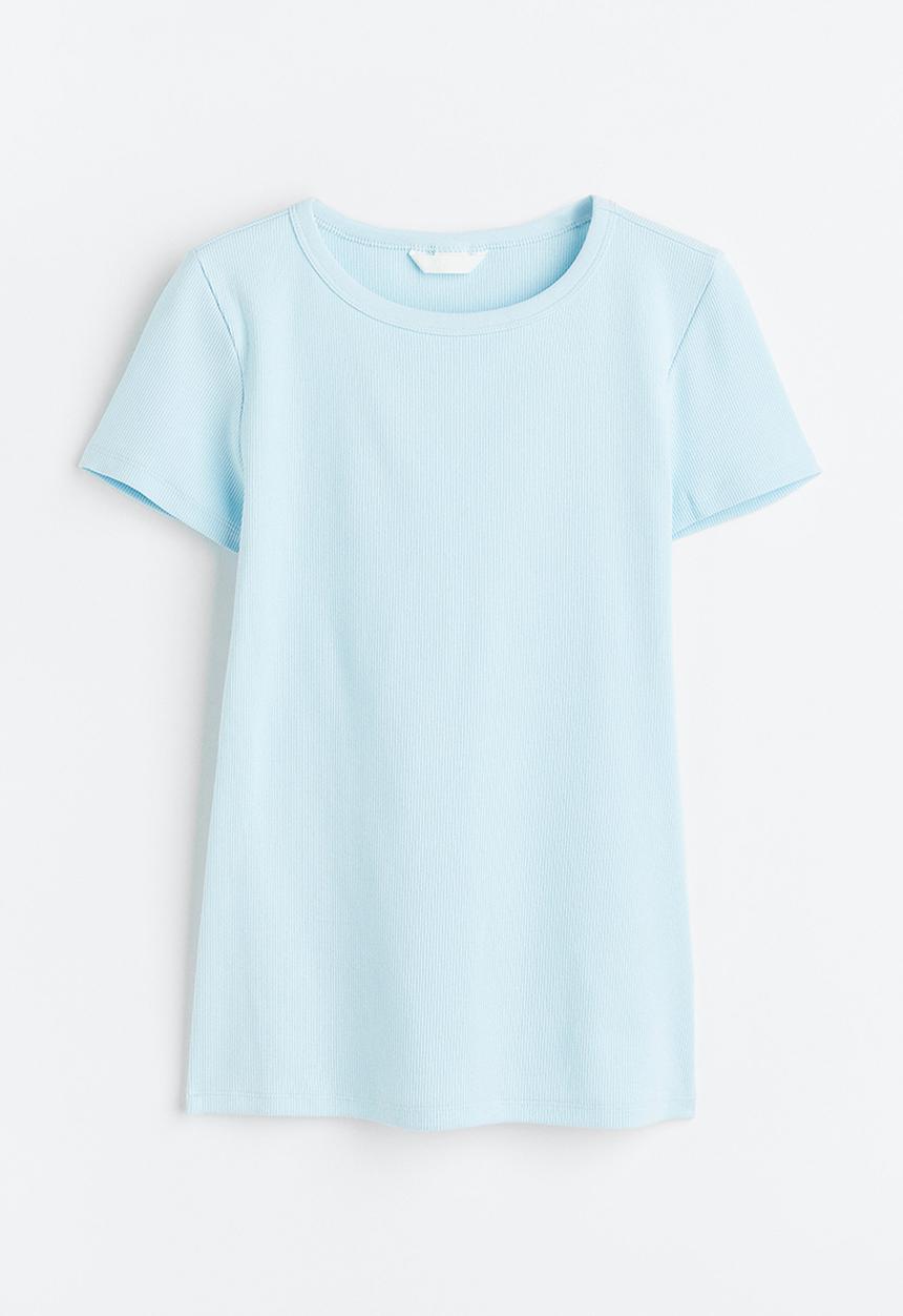 H&M - Ribbed top - light blue 