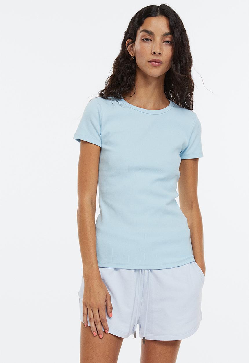 H&M - Ribbed top - light blue 