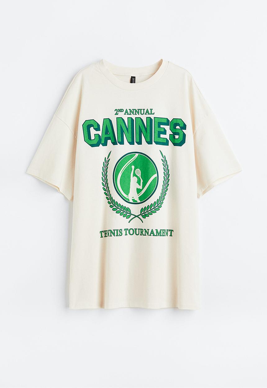 H&M - Oversized printed T-shirt - cream/cannes 