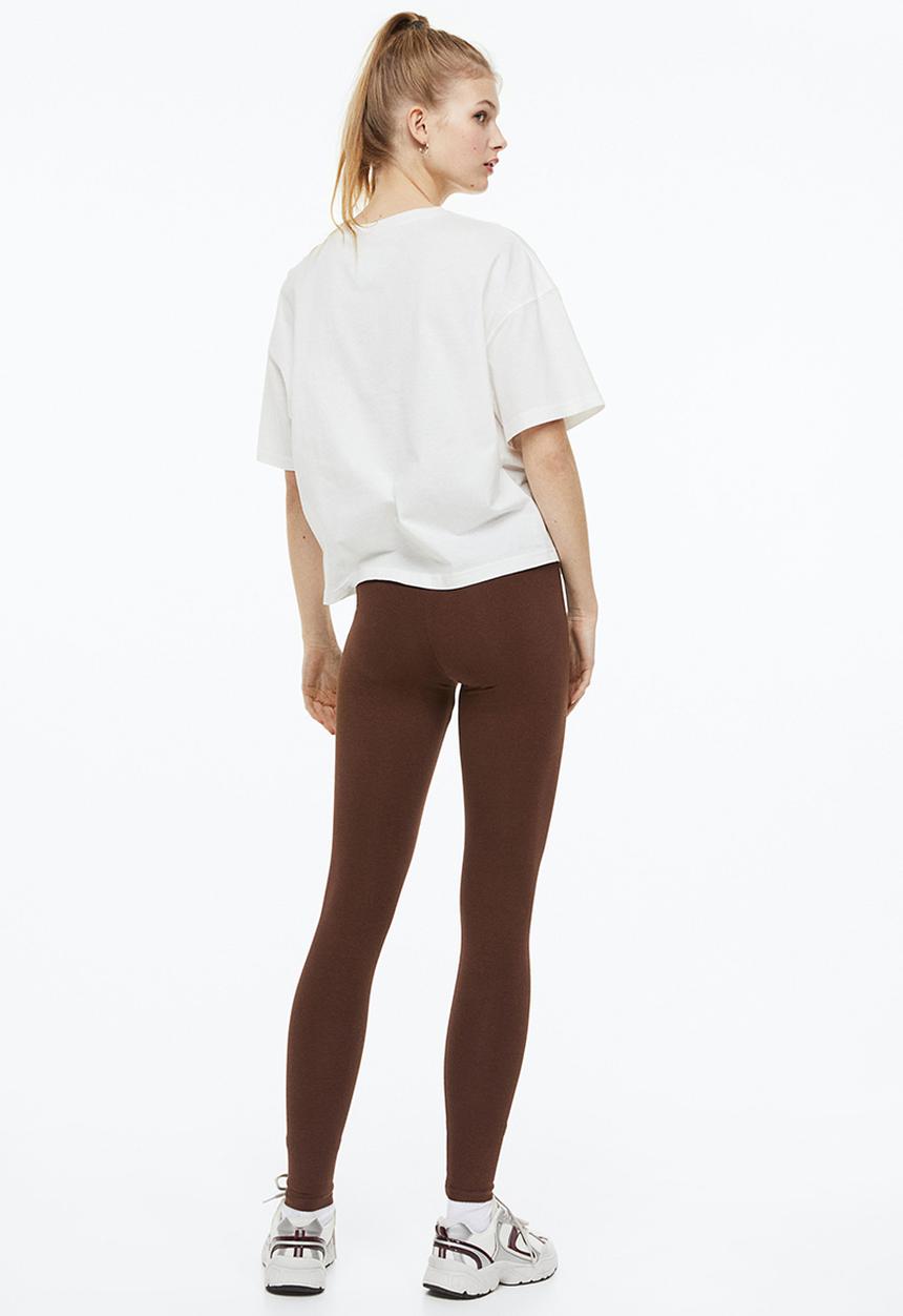 H&M - V-waist leggings - dark brown