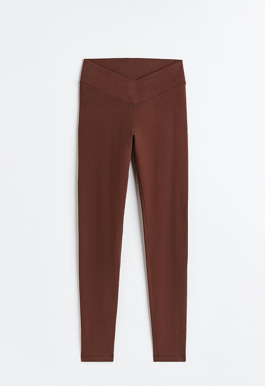 H&M - V-waist leggings - dark brown