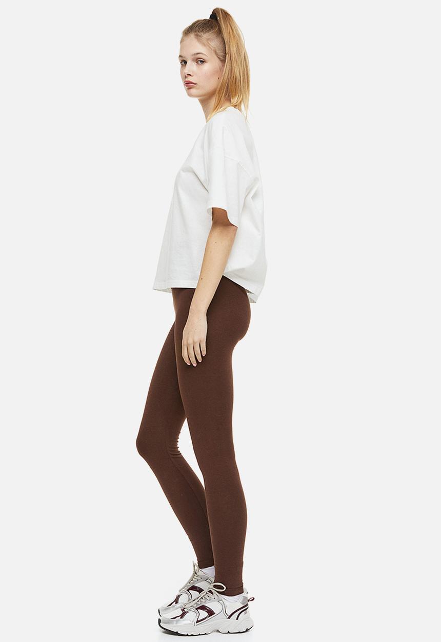 H&M - V-waist leggings - dark brown
