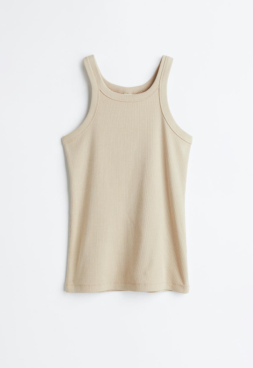 H&M - Ribbed vest top - light beige 