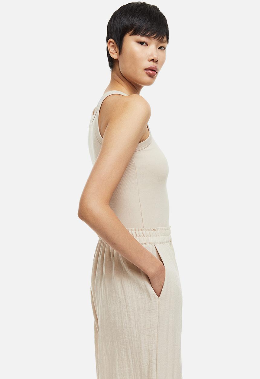 H&M - Ribbed vest top - light beige 