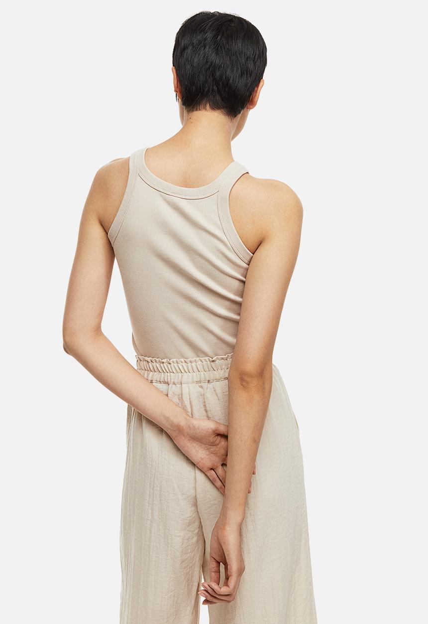 H&M - Ribbed vest top - light beige 