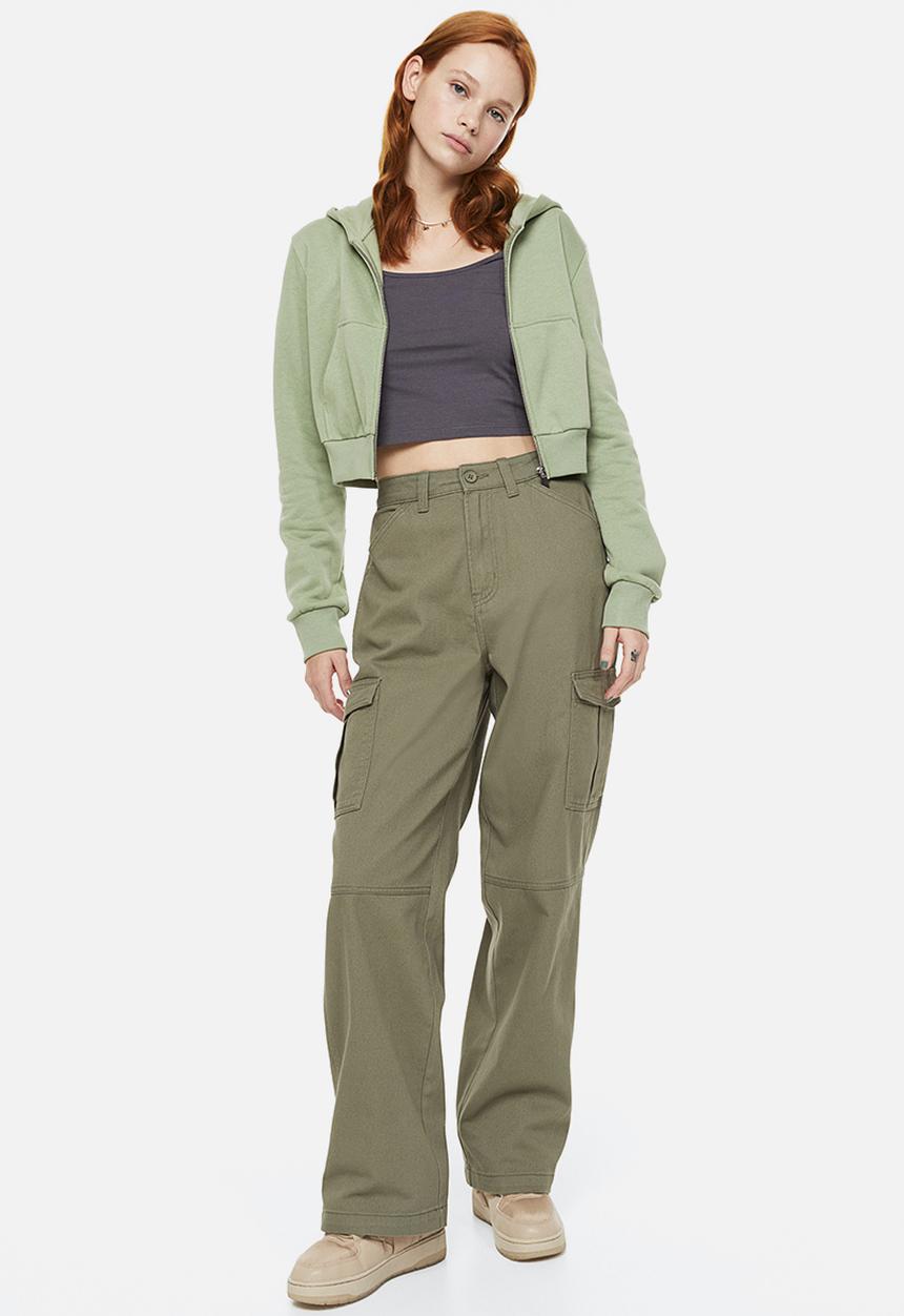 H&M - Twill cargo trousers - khaki green