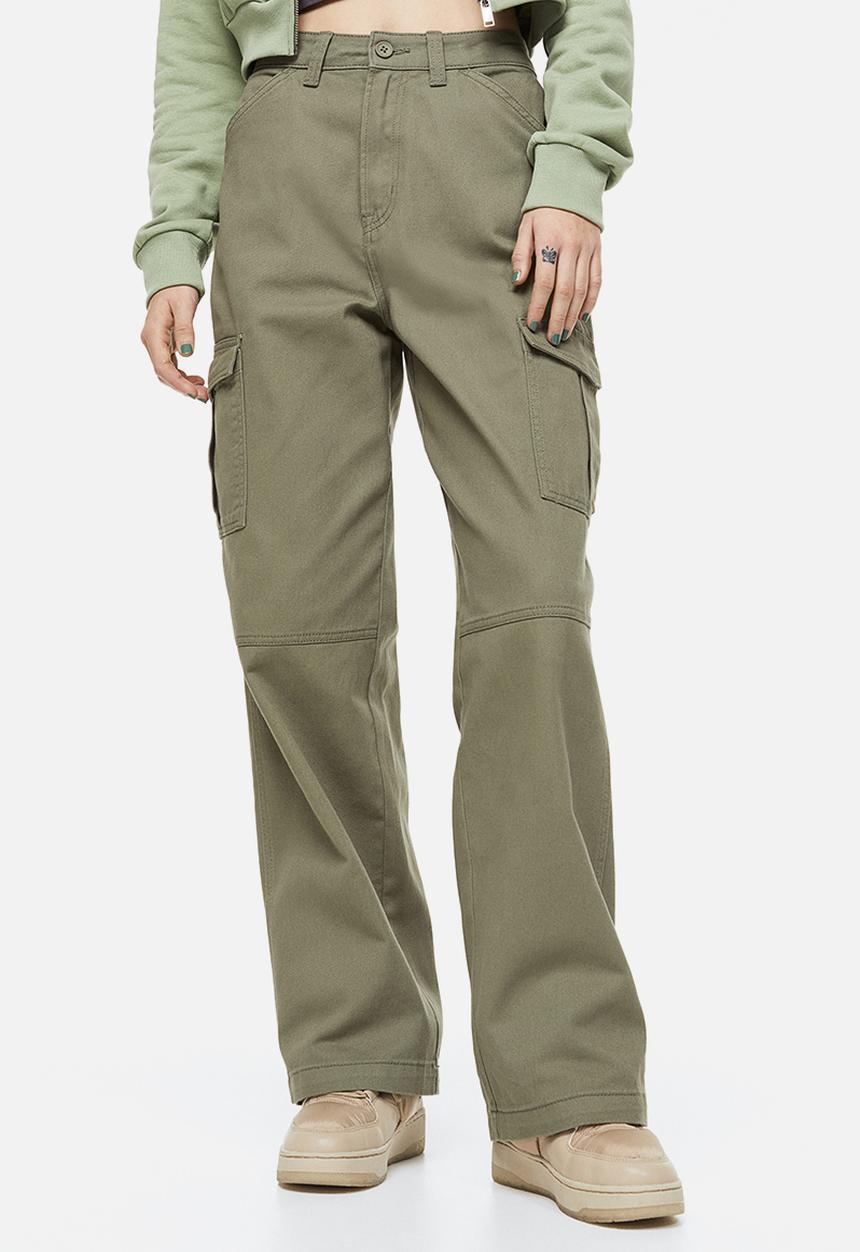 H&M - Twill cargo trousers - khaki green