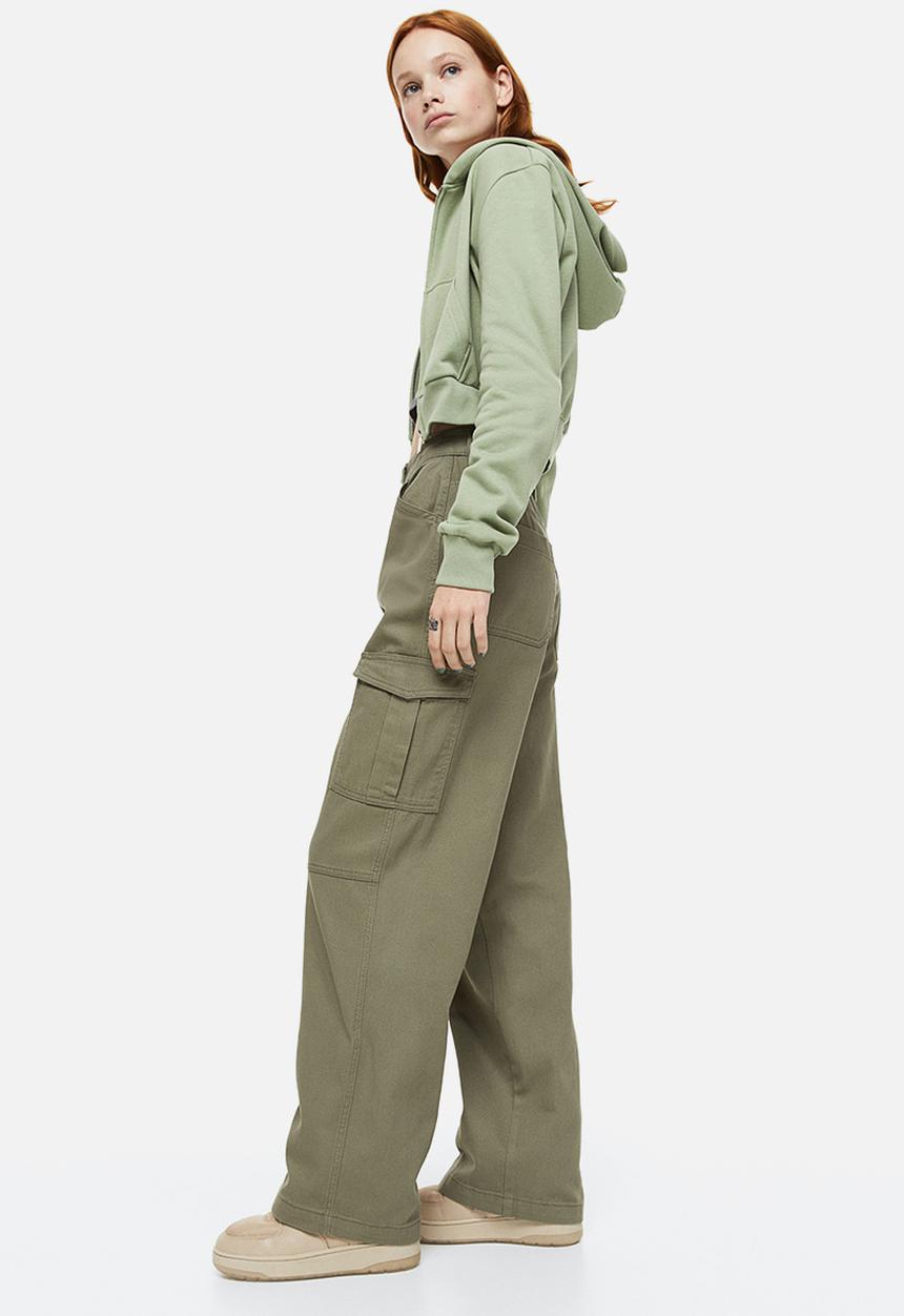 H&M - Twill cargo trousers - khaki green
