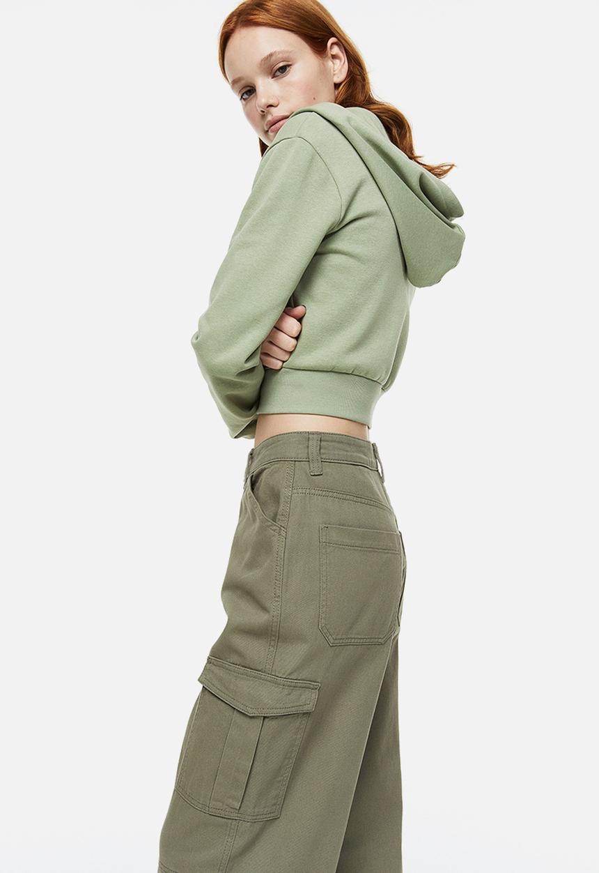 H&M - Twill cargo trousers - khaki green