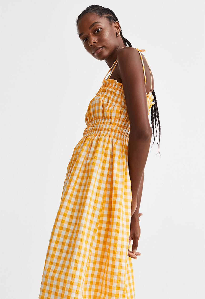 H&M - Smocked seersucker dress - yellow/checked