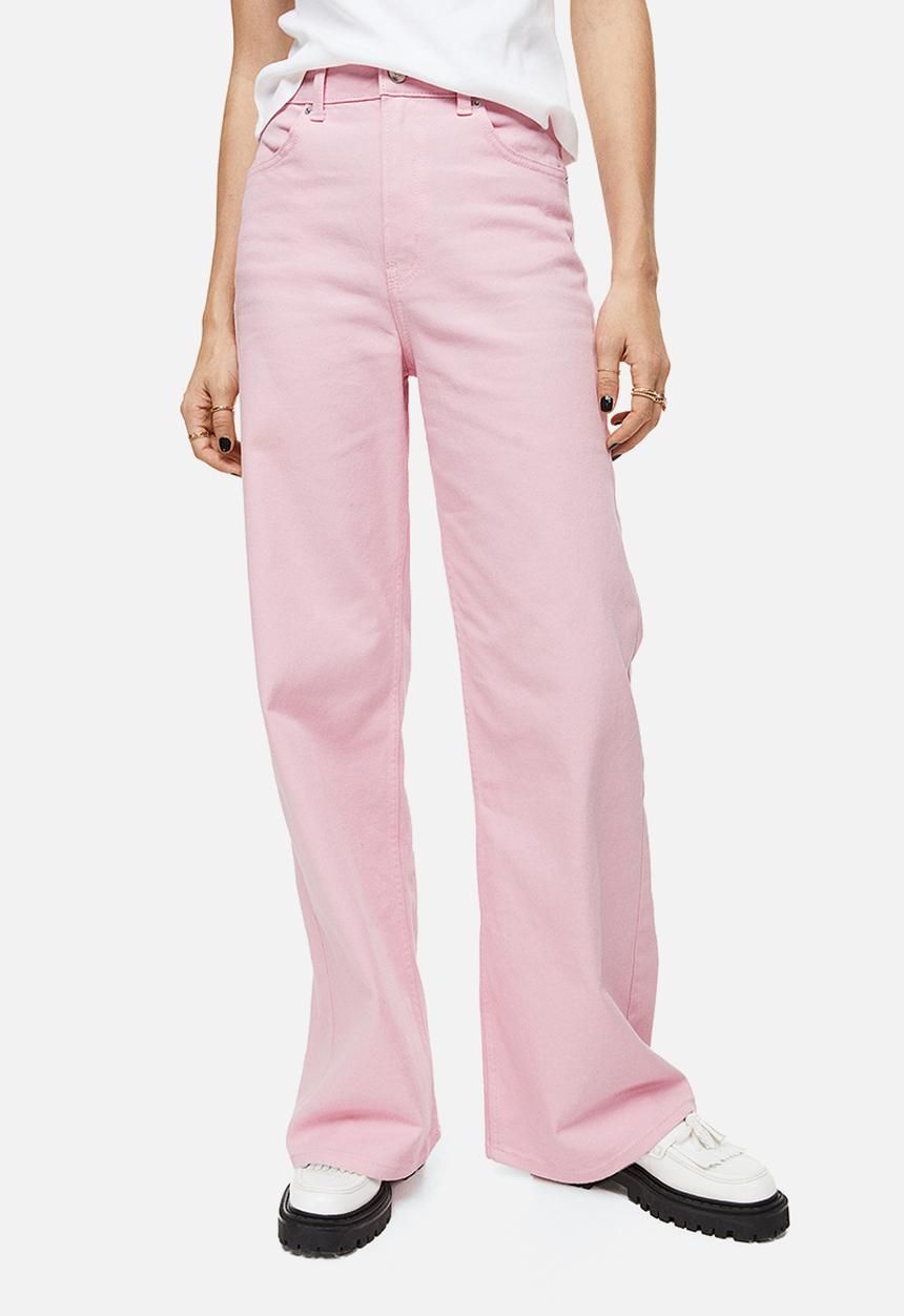 H&M - Wide twill trousers - light pink