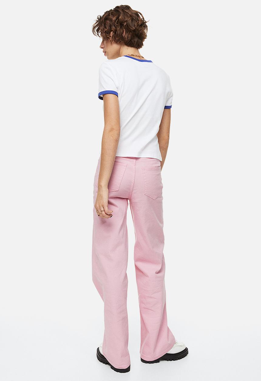 H&M - Wide twill trousers - light pink