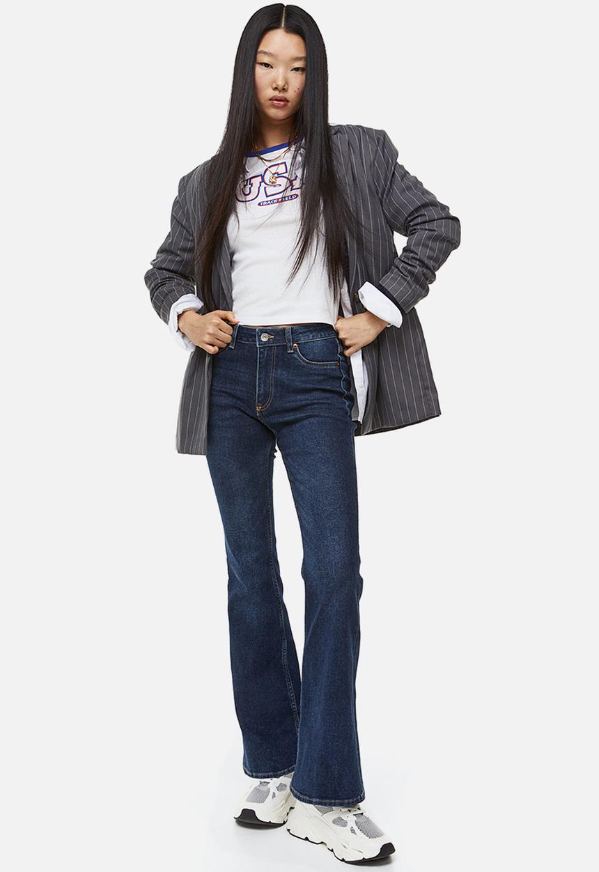 H&M - Flared high jeans - dark denim blue 