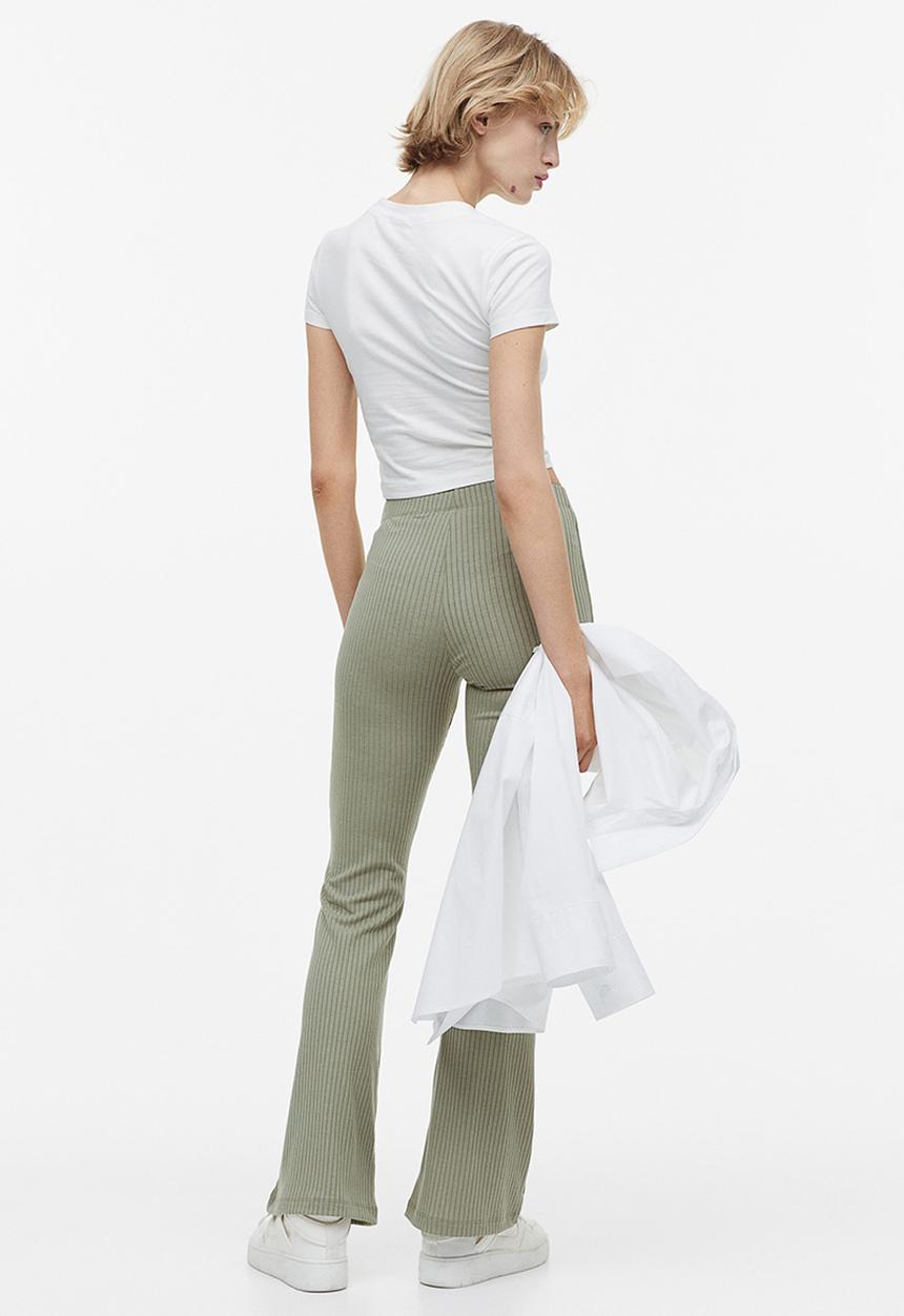 H&M - Flared leggings - light khaki green