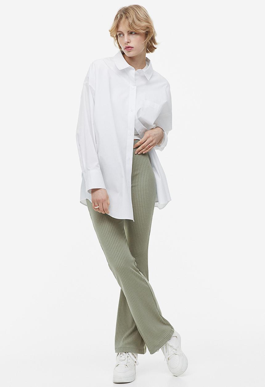 H&M - Flared leggings - light khaki green
