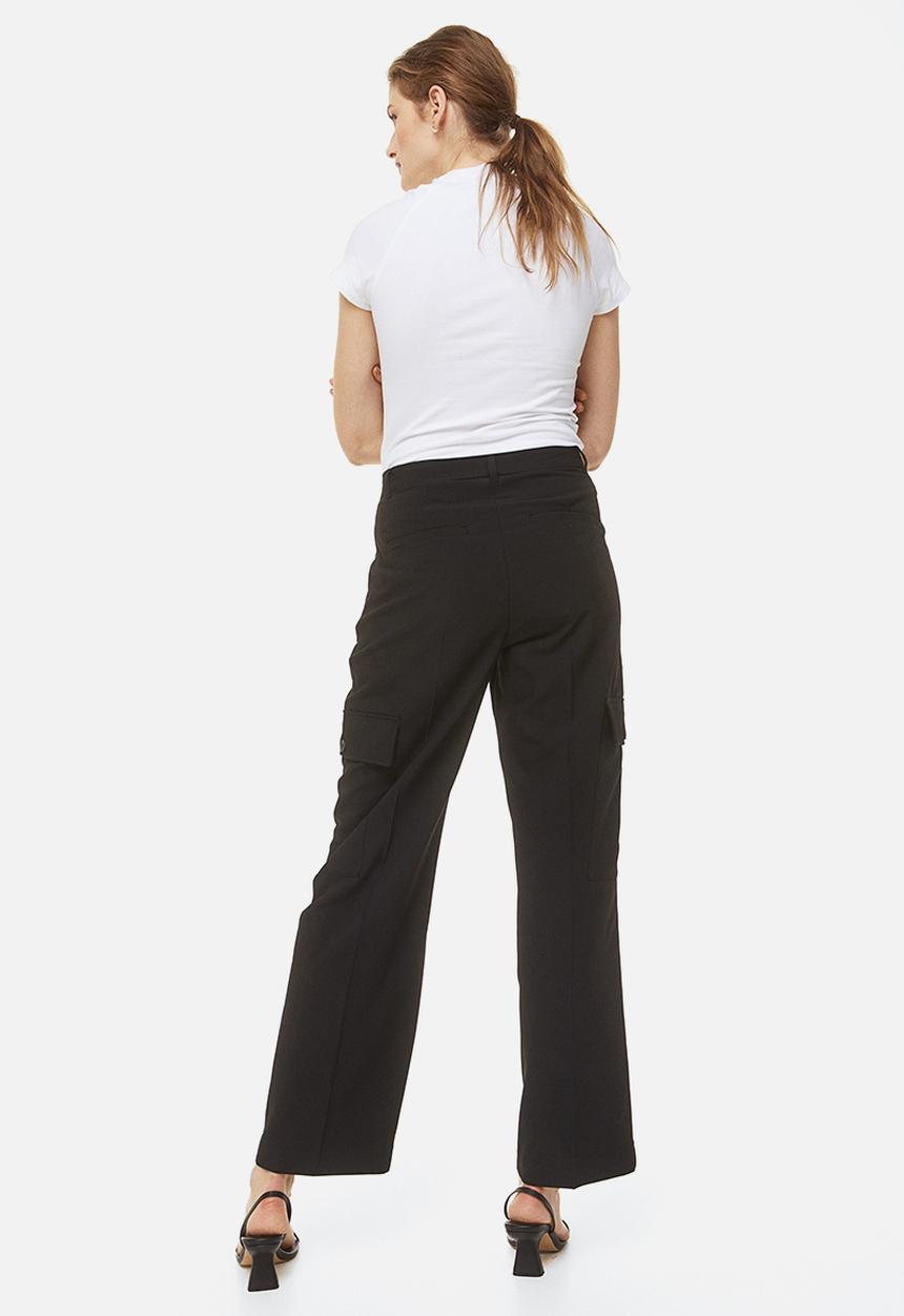 H&M - Straight cargo trousers - black