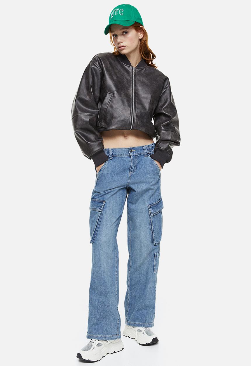 H&M - Straight low cargo jeans - light denim blue