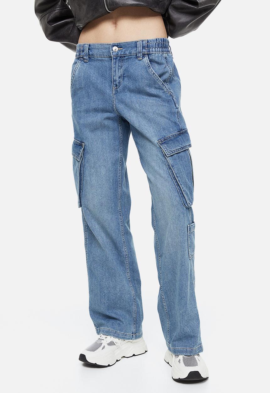 H&M - Straight low cargo jeans - light denim blue