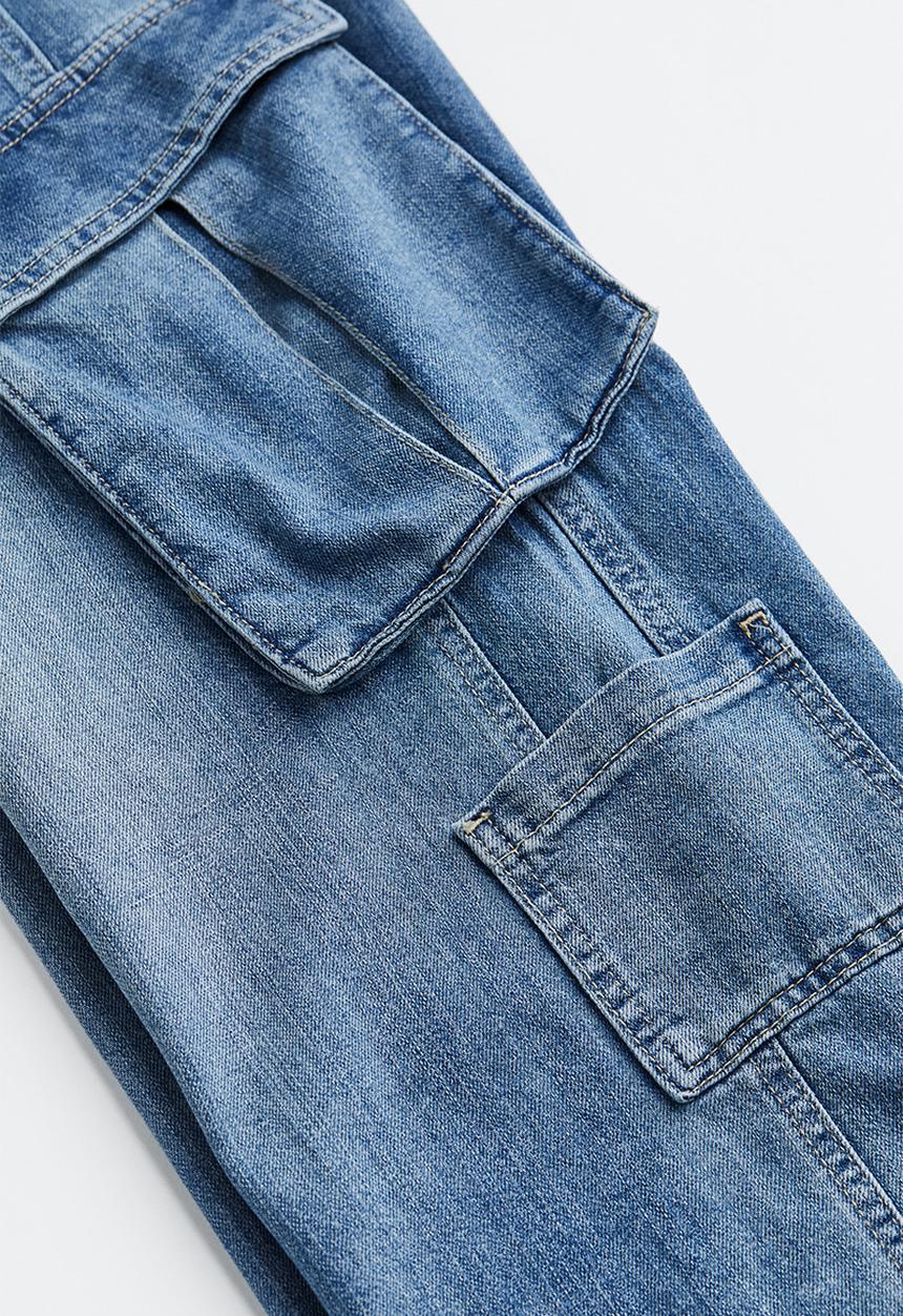 H&M - Straight low cargo jeans - light denim blue