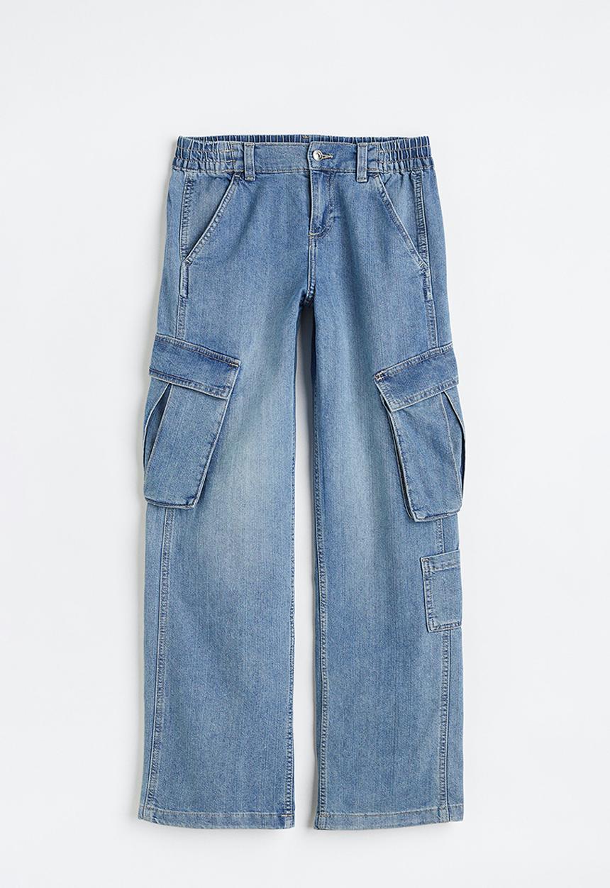 H&M - Straight low cargo jeans - light denim blue