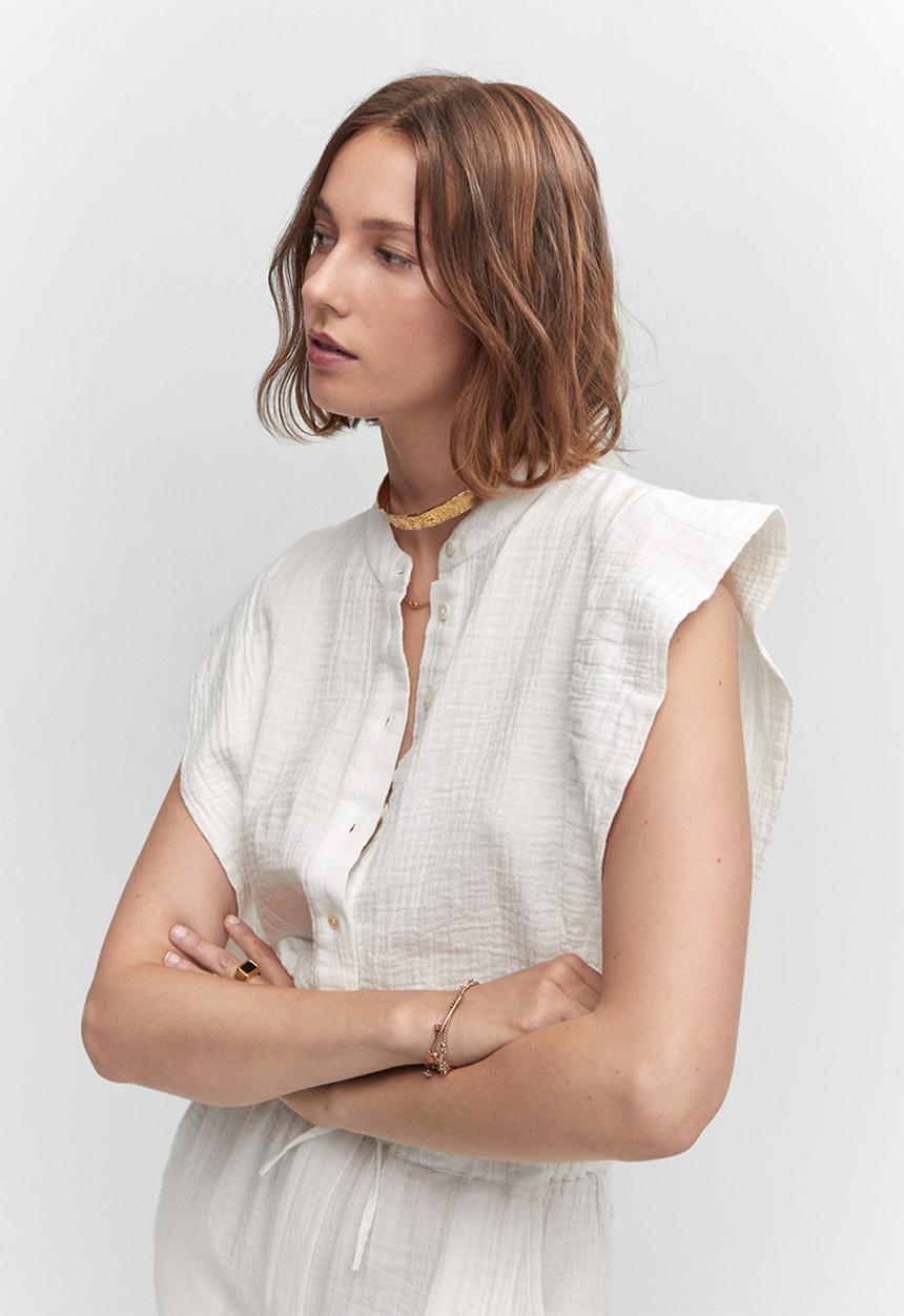 MANGO - One-piece suit bambula - white
