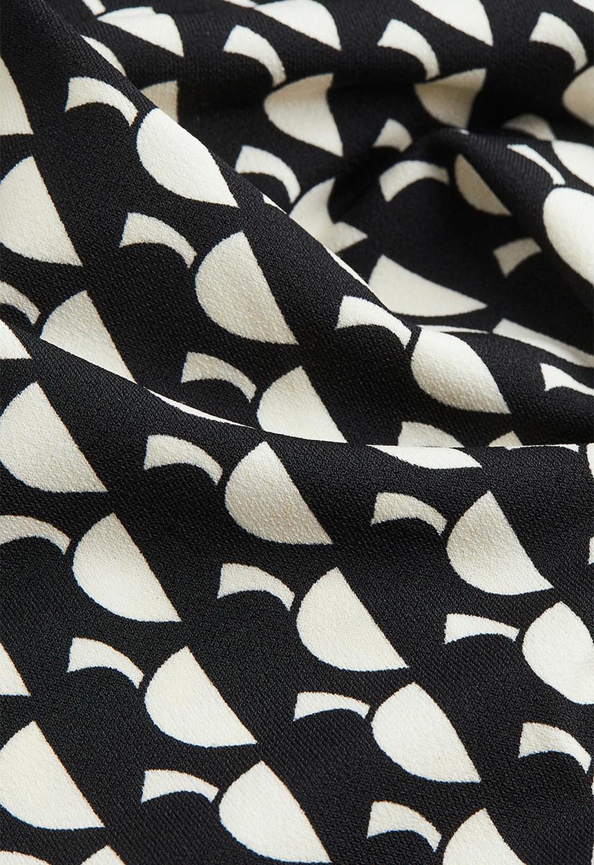 H&M - Gathered bodycon dress - black/patterned