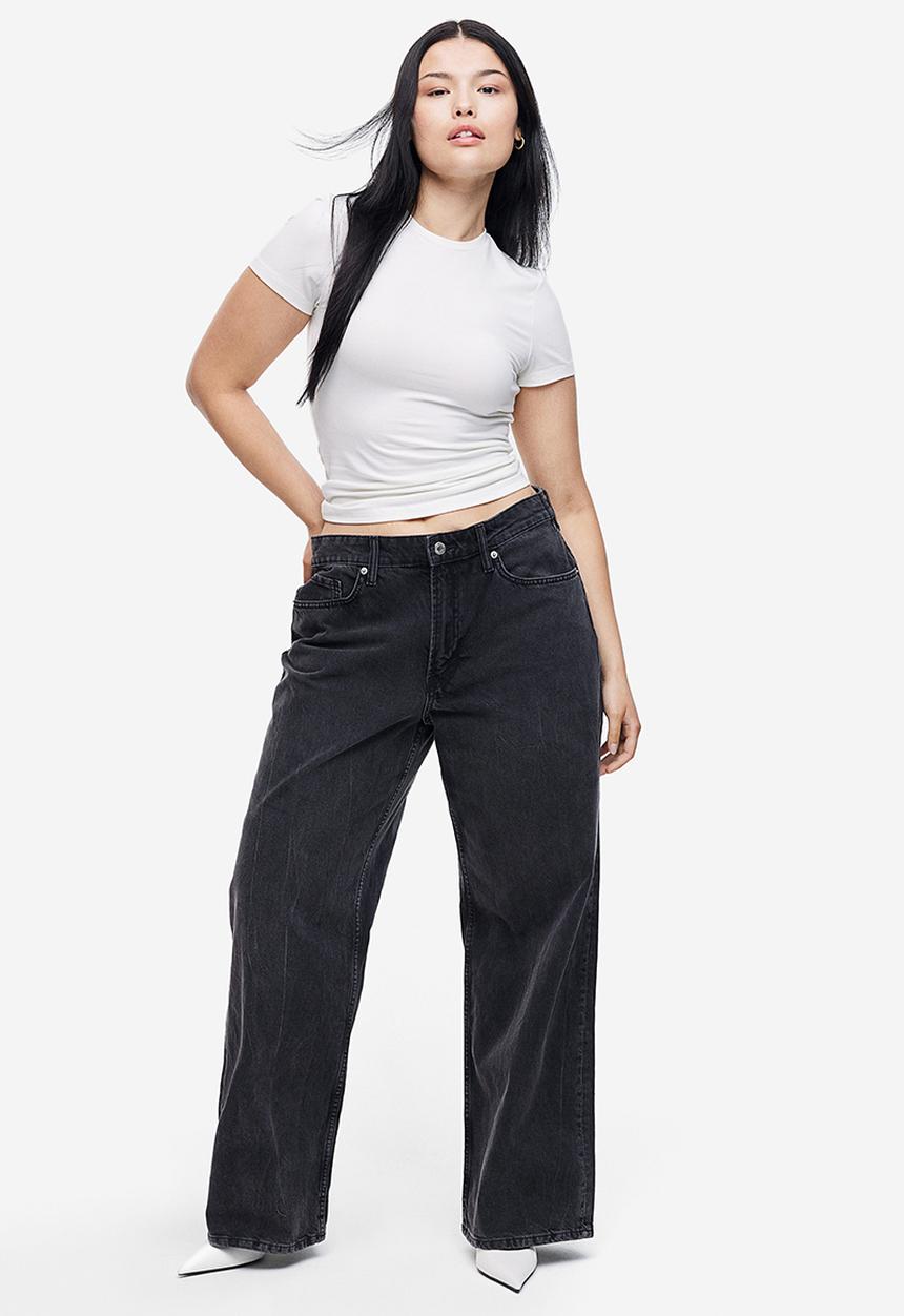 H&M - Curvy fit wide regular jeans - black