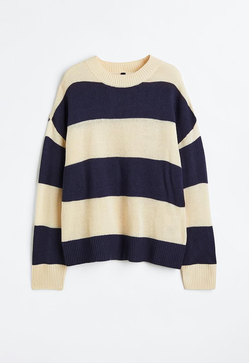 H&M - Jumper - light beige/striped