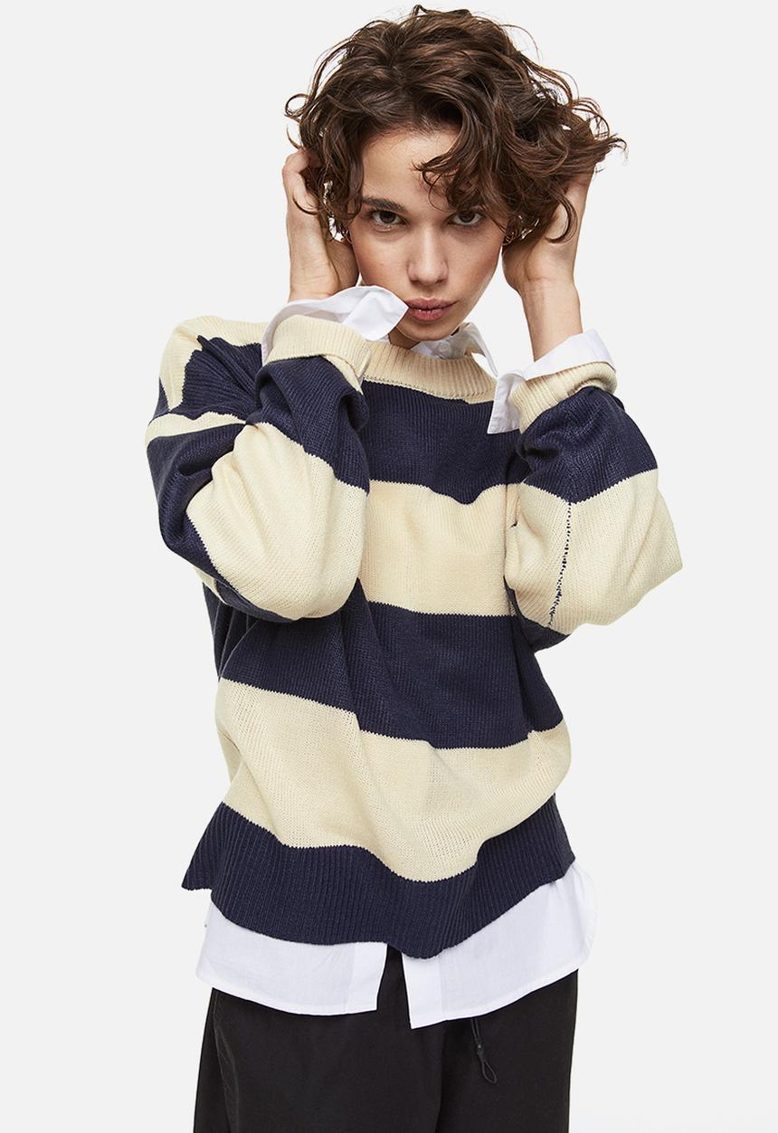 H&M - Jumper - light beige/striped