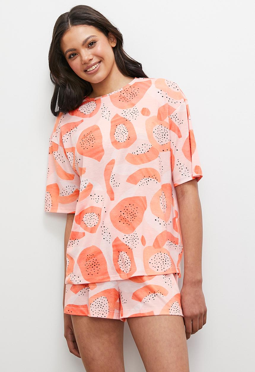 Blake - Aop relaxed knit short set - pawpaw