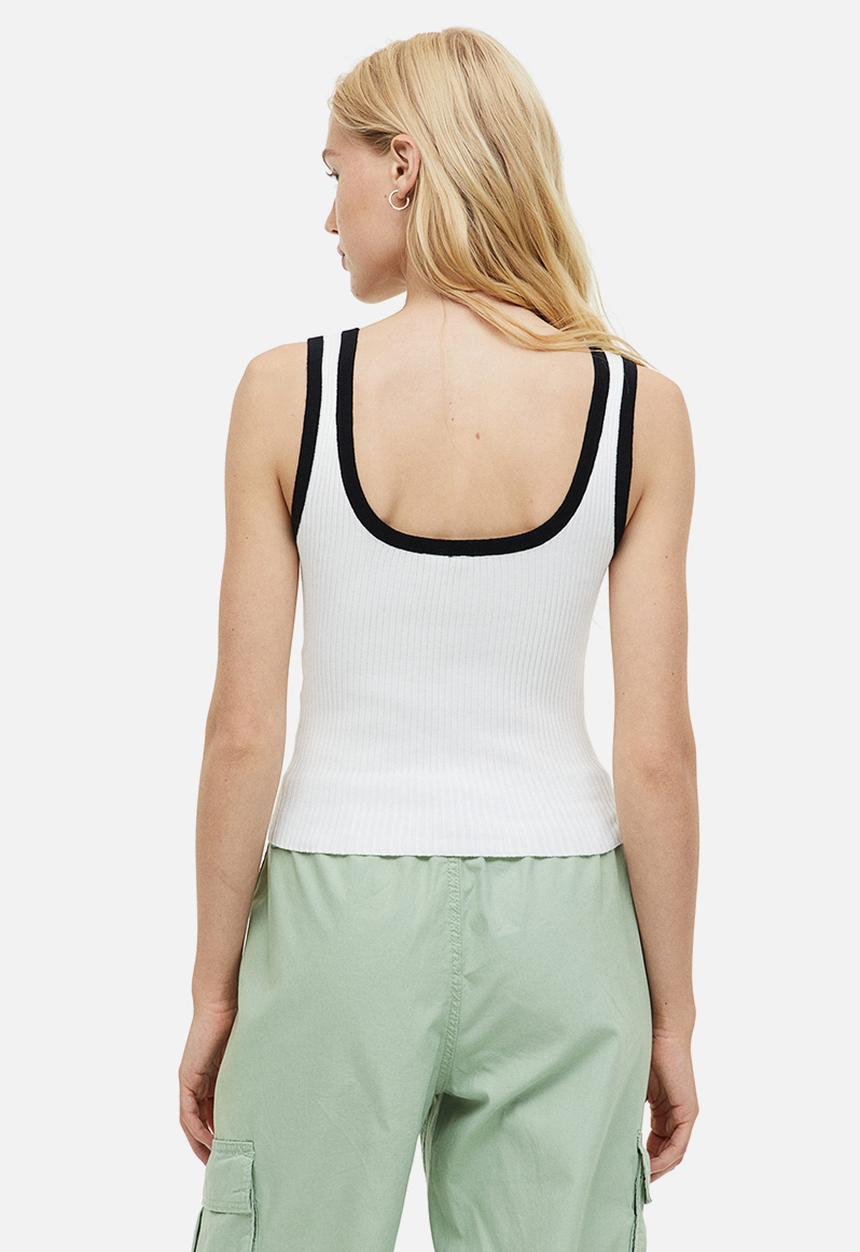 H&M - Rib-knit vest top - cream/black