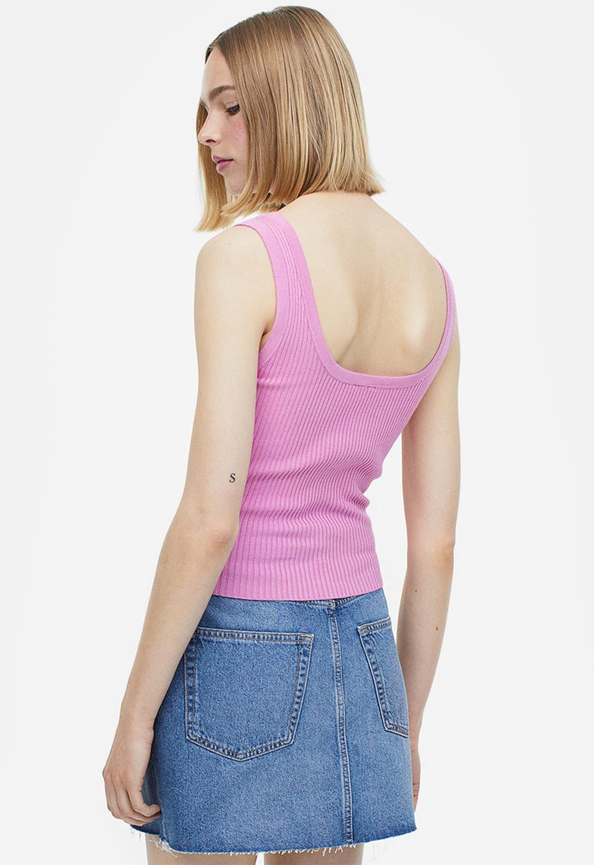 H&M - Rib-knit vest top - pink