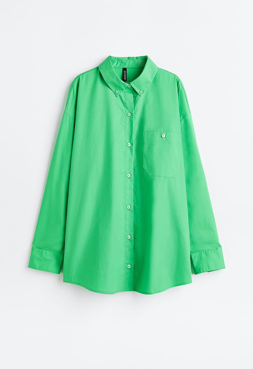 H&M - Oversized poplin shirt - green
