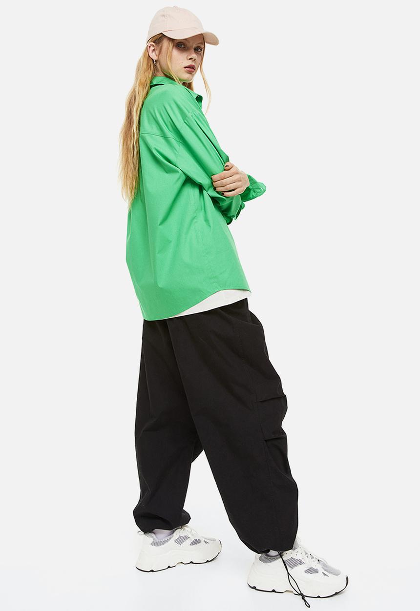 H&M - Oversized poplin shirt - green