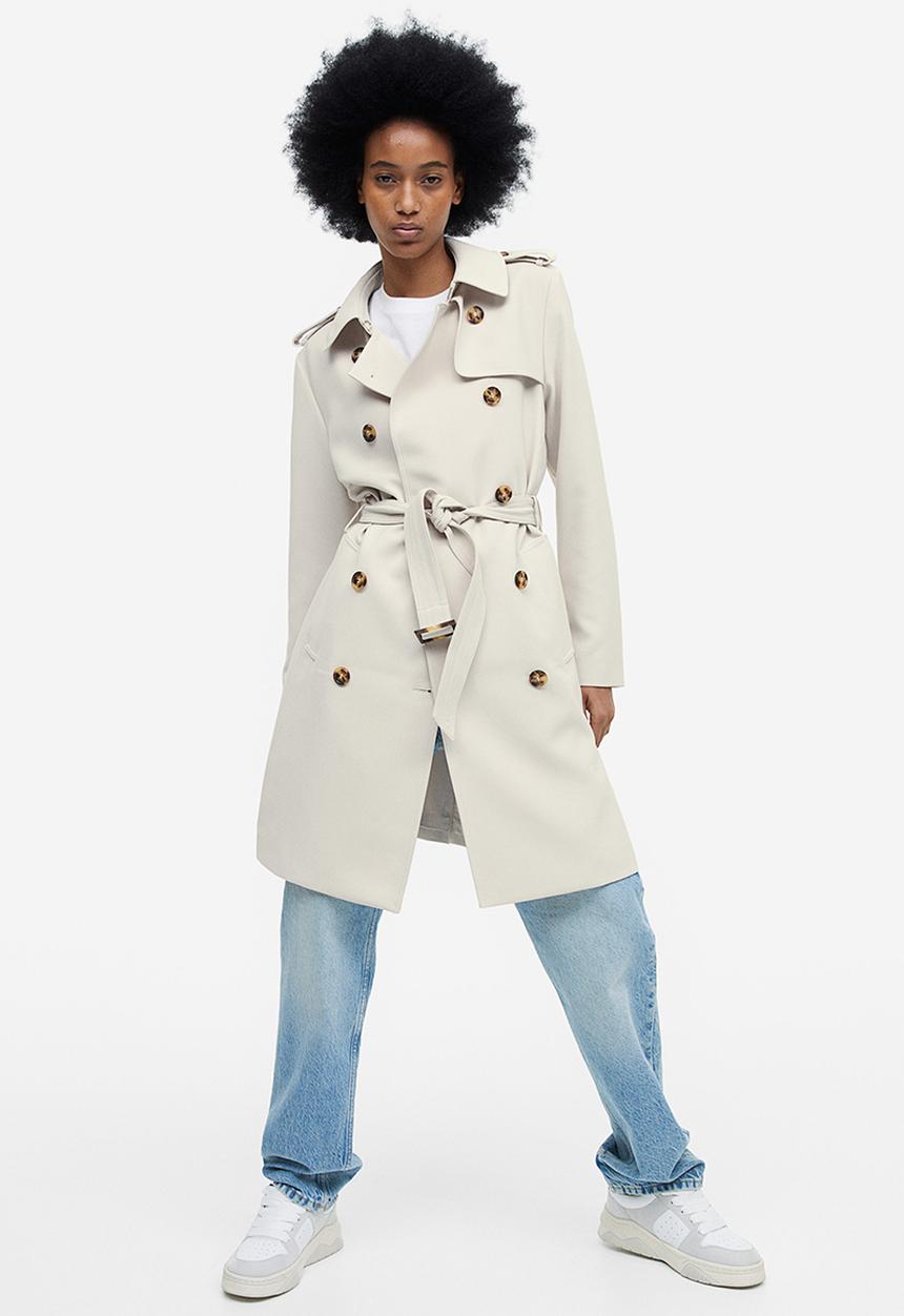 H&M - Double-breasted trench coat - light beige 
