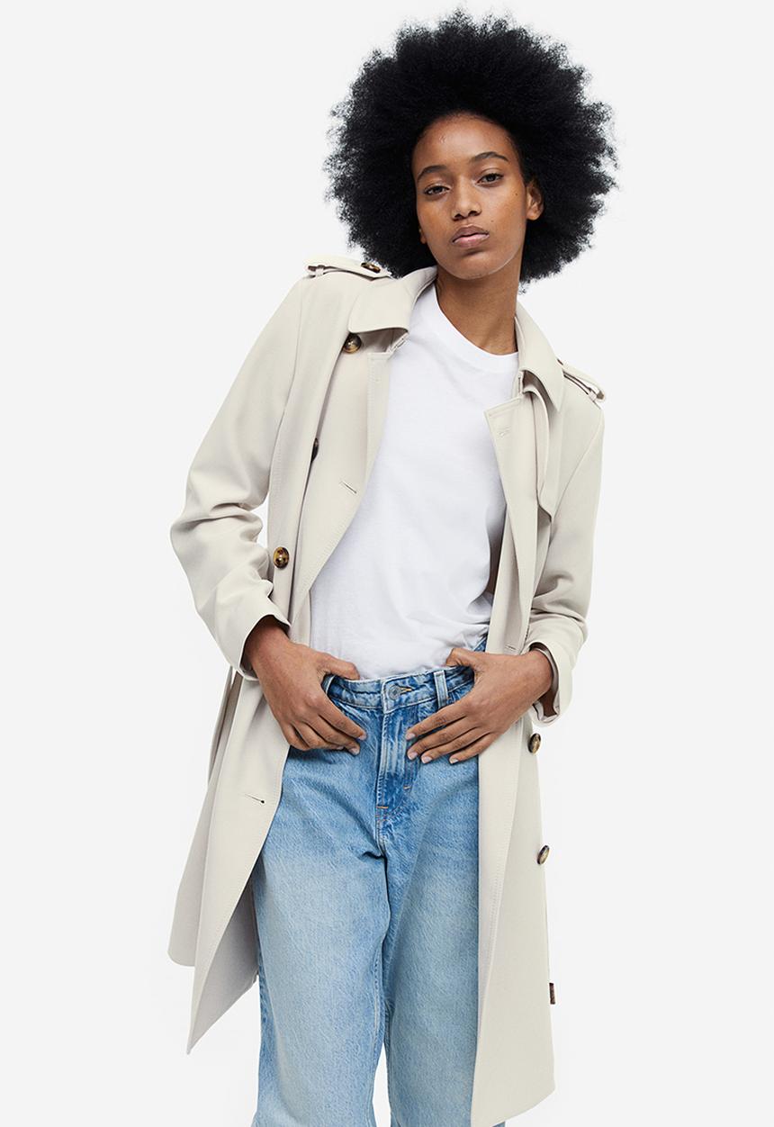 H&M - Double-breasted trench coat - light beige 